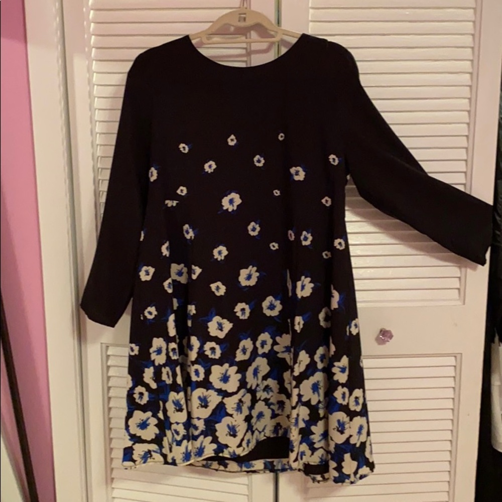 BEAUTIFUL CECE black and flora blue dress